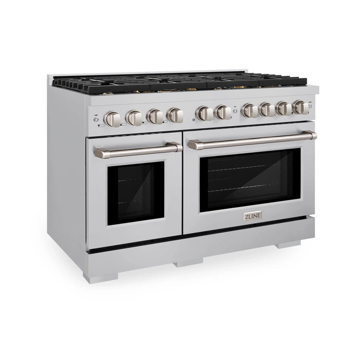 ZLINE 48"Paramount Dual Fuel Range Stainless Steel, Brass Burner, SDR-BR-48