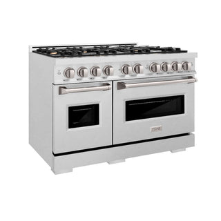 ZLINE 48" Dual Fuel Range, Gas Cooktop, Electric Convection Oven DuraSnow® Stainless Steel, Brass Burners CDRS-BR-48