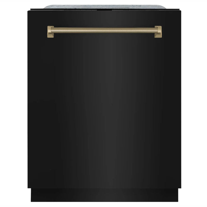 ZLINE Autograph Edition 24" Monument Series Dishwasher, Black Stainless Steel, Helix Handle DWMTZ-BS-24-KCB