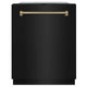 ZLINE Autograph Edition 24" Monument Series Dishwasher, Black Stainless Steel, Helix Handle DWMTZ-BS-24-KCB