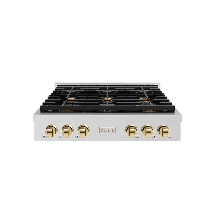 ZLINE 36" Paramount Gas Rangetop Stainless Steel Gold SRTZ-36-G