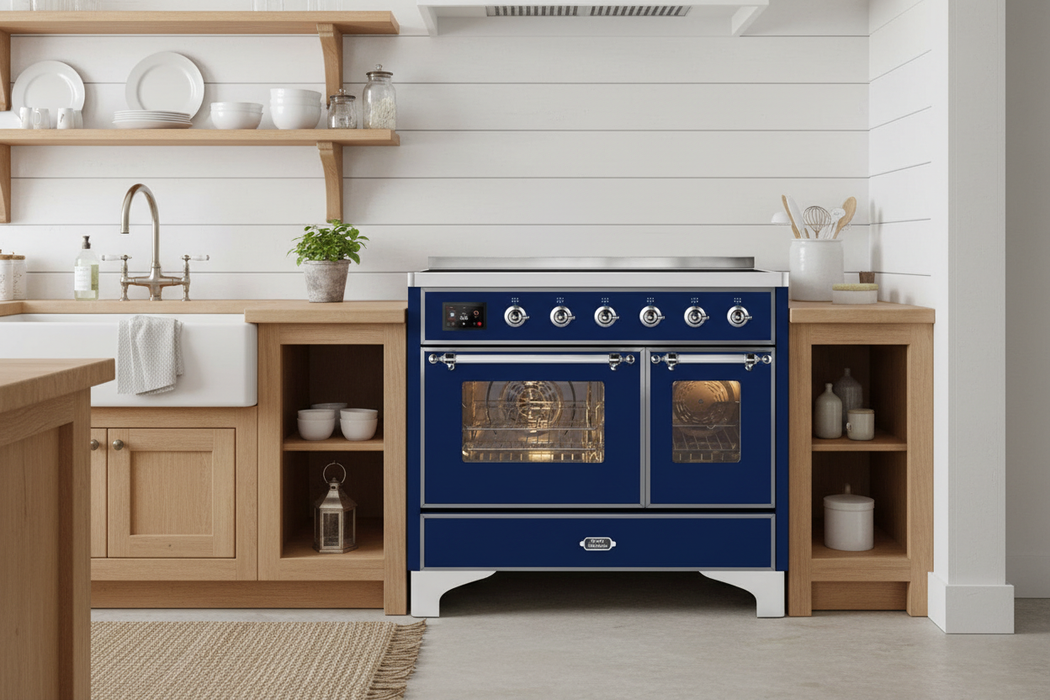 ILVE Majestic II 40" Induction Range Midnight Blue Chrome Trim UMDI10NS3MBC