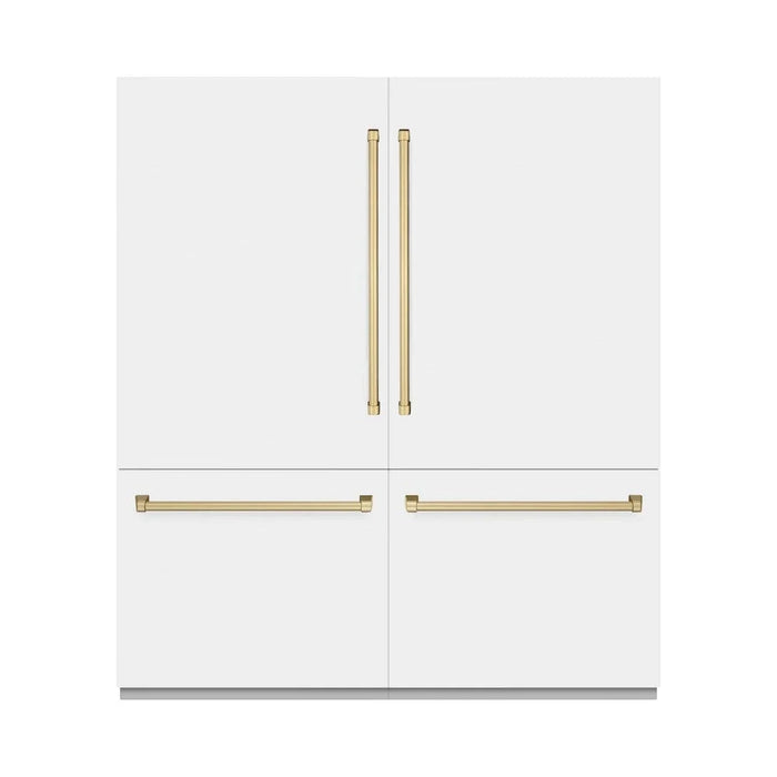 ZLINE 72" Built-In Bottom Freezer Refrigerator,Water Dispenser, Ice Maker, White Matte Graphite Gray Champagne Bronze GRBITZ-WM-72-CB