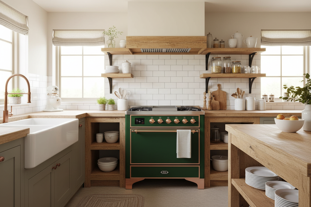 ILVE Majestic II 36" Liquid Propane Dual Fuel Range Emerald Green Copper Trim UM09FDQNS3EGPLP