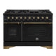 Forno Antico 48" Gas Range 8 Burner, Gas Conv. Oven Black, Ant. Brass — FFSGS6219-48BLK