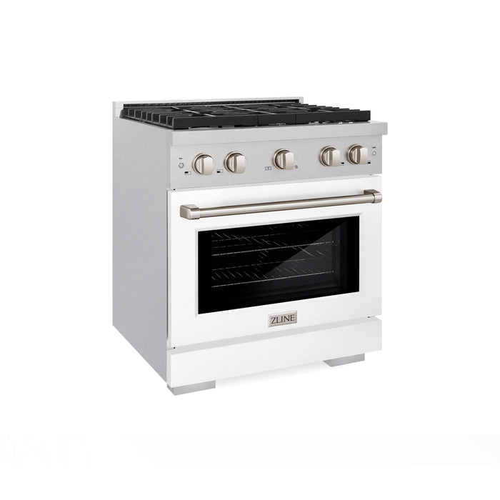 ZLINE 30"Paramount Dual Fuel Range DuraSnow® White Matte SDRS-WM-30