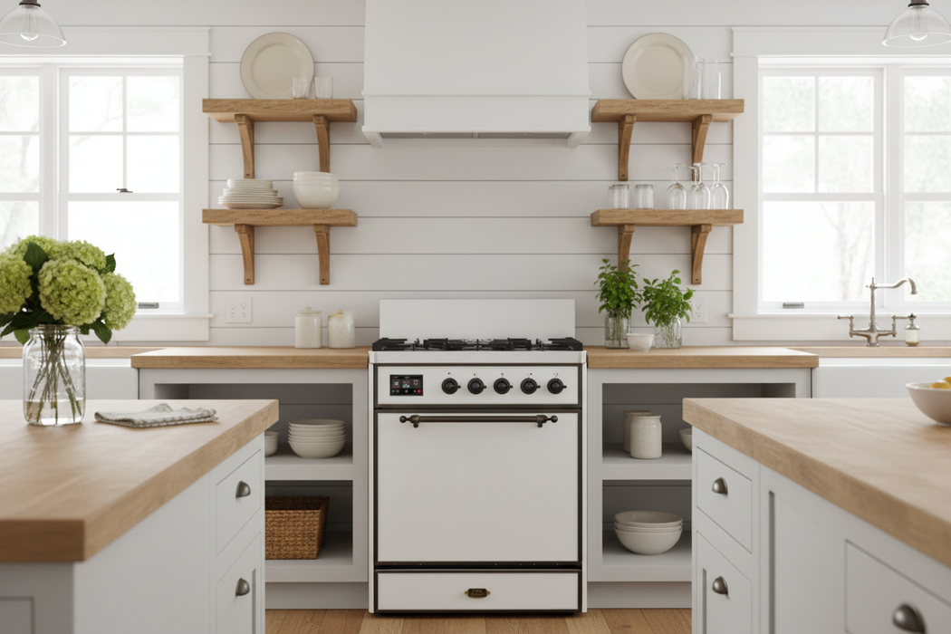 ILVE Majestic III 30" Dual Fuel Range, White Burnished Trim UM30QNR3WHB