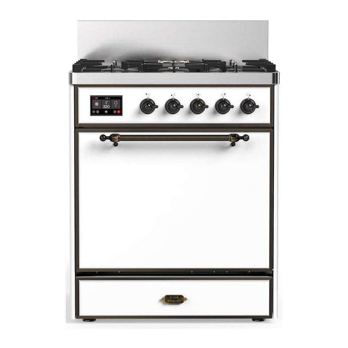 ILVE Majestic III 30" Dual Fuel Range, White Burnished Trim UM30QNR3WHB