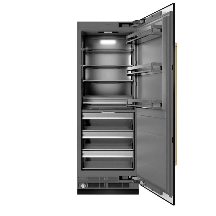 ZLINE 30" Column Refrigerator Black Stainless Steel, Graphite Gray Interior Champagne Bronze RCRVZ-BS-30-CB