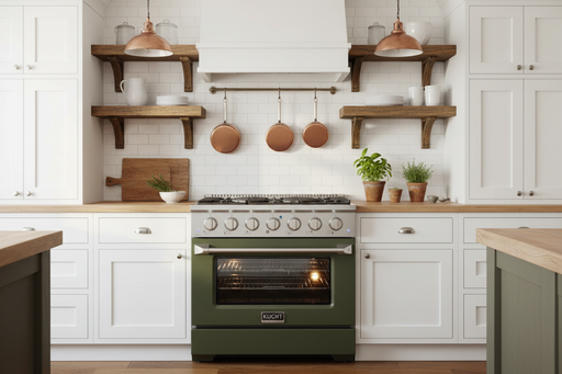 Kucht 36” Pro-Style Kitchen Dual Fuel Range in Olive Green - Front View