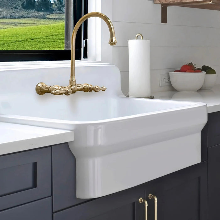 Whitehaus 30" Fireclay Utility Sink with High Backsplash OFCH2230