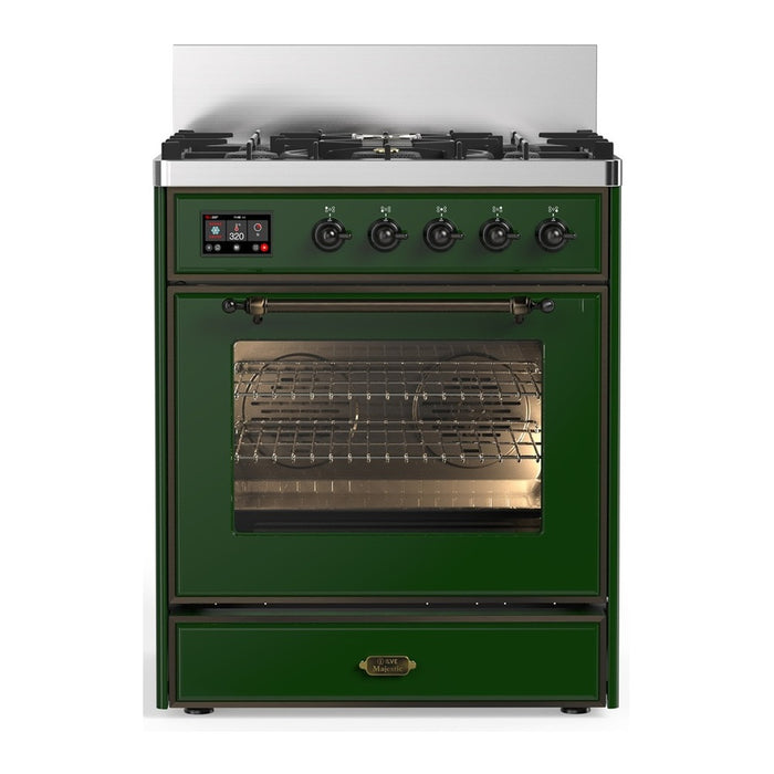 ILVE Majestic III 30" Dual Fuel Range Emerald Green Burnished Trim UM30NR3EGB