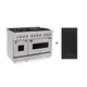 ZLINE 48" Dual Fuel Range, DuraSnow Stainless, Brass Burners, Griddle RAS-SN-BR-GR-48