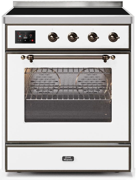 ILVE 30"Majestic II Induction Range, White, Bronze Trim UMI30NE3WHB