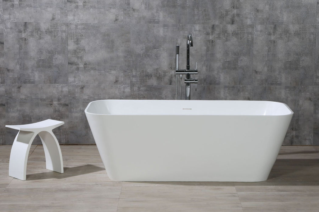 ALFI brand 67" White Rectangular Solid Surface Smooth Resin Soaking Bathtub AB9952