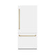 ZLINE 36" Built-In Bottom Freezer Refrigerator,Water Dispenser, Ice Maker, White Matte Graphite Gray Champagne Bronze GRBITZ-WM-36-CB