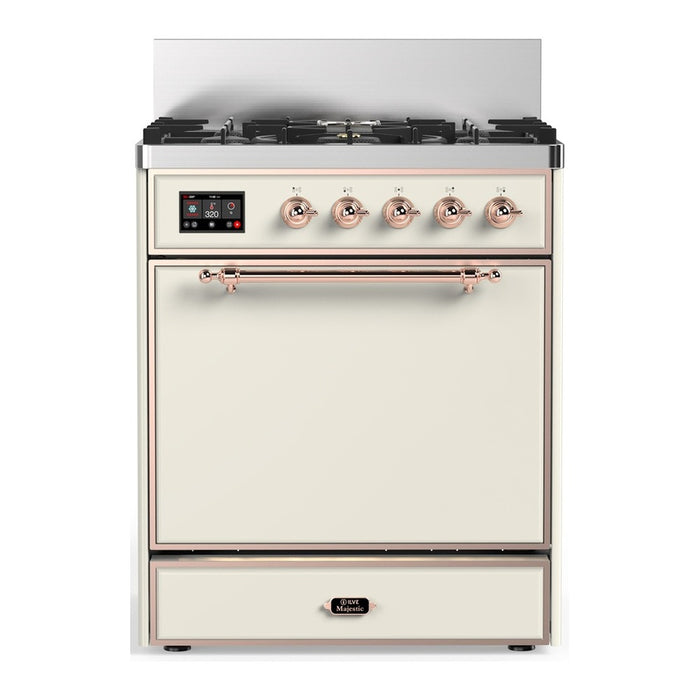 ILVE Majestic III 30" Dual Fuel Range, Antique White Copper Trim UM30QNR3AWP