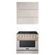 Akicon 36" Stainless Steel Range Hood with 600 CFM Insert & 6-Burner Gas Range Combo – Powerful Ventilation, Convection Oven, Multiple Finishes — AK-HS36L-BS & AK-JK36A1-SS