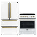 Forno 2-Piece White Kitchen Bundle - 30" Electric Range, 36" Bottom Freezer Refrigerator - Front View