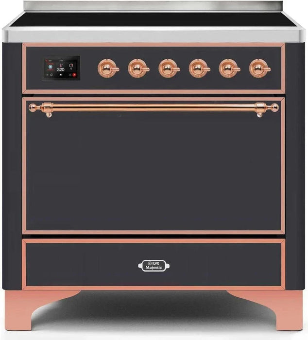 ILVE Majestic II 36" Induction Range Matte Graphite Copper Trim UMI09QNS3MGP
