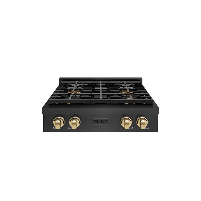 ZLINE Autograph Edition 30" Paramount Gas Rangetop DuoPro™ Cooktop. Black Satin Stainless Steel PSRTBSZ-30-CB