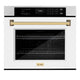 ZLINE 30" Autograph Edition Professional True Convection Single Wall Oven, Air Fry, Self Clean, White Matte, Gold WASZ-WM-30-G