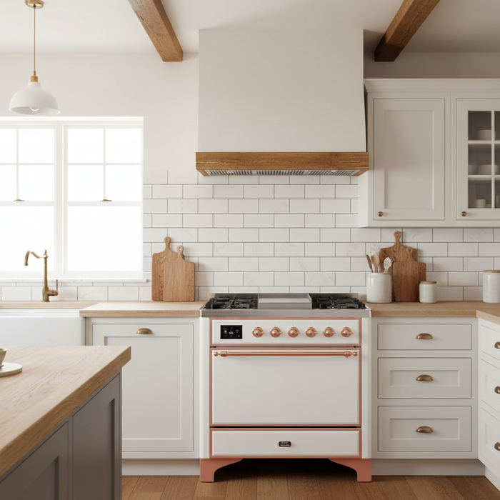 ILVE Majestic II 36" Liquid Propane Dual Fuel Range White Copper Trim UM09FDQNS3WHPLP