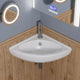 ALFI brand White 22" Corner Wall Mounted Ceramic Sink, Faucet Hole ABC120