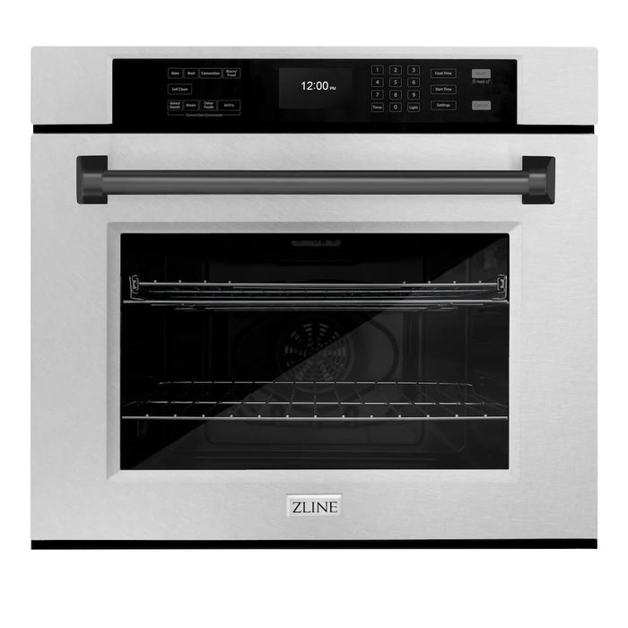 ZLINE 30"Professional True Convection Single Wall Oven, Air Fry, Self Clean, DuraSnow® Matte Black WASSZ-30-MB