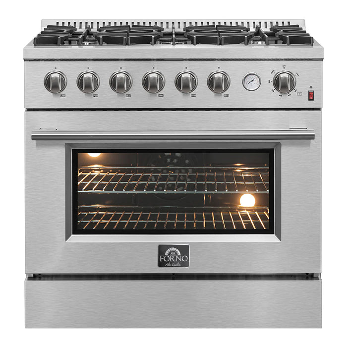 Forno 36" Gas Range,  Built-In Temperature Gauge, FFSGS6277-36