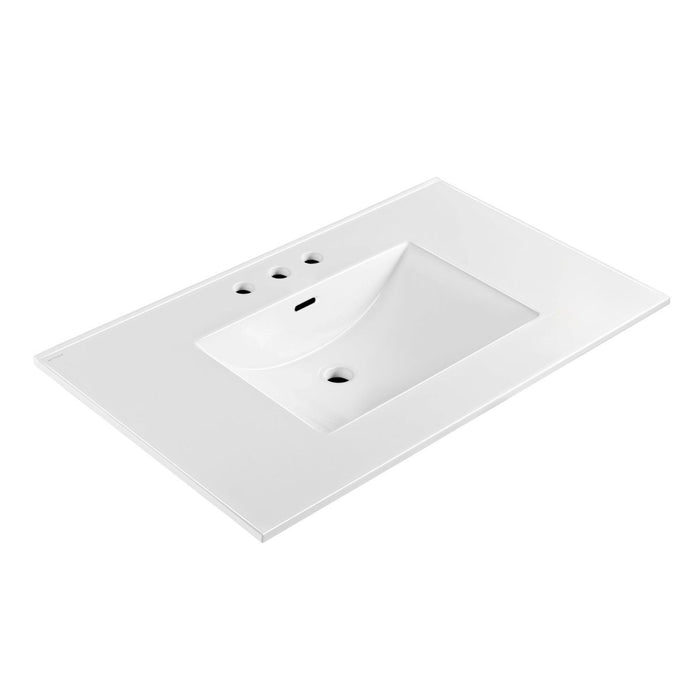 Whitehaus 37" Countertop Vanity Sink, Rect Bowl Widespread Faucet, Overflow WHCS3722-3H