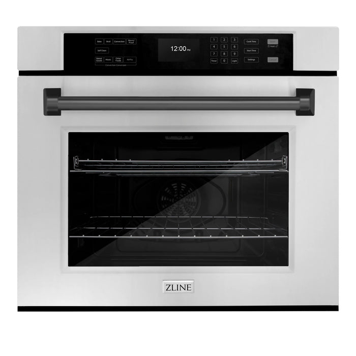 ZLINE 30" Autograph Edition Professional True Convection Single Wall Oven, Air Fry, Self Clean, Stainless Steel, Matte Black WASZ-30-MB