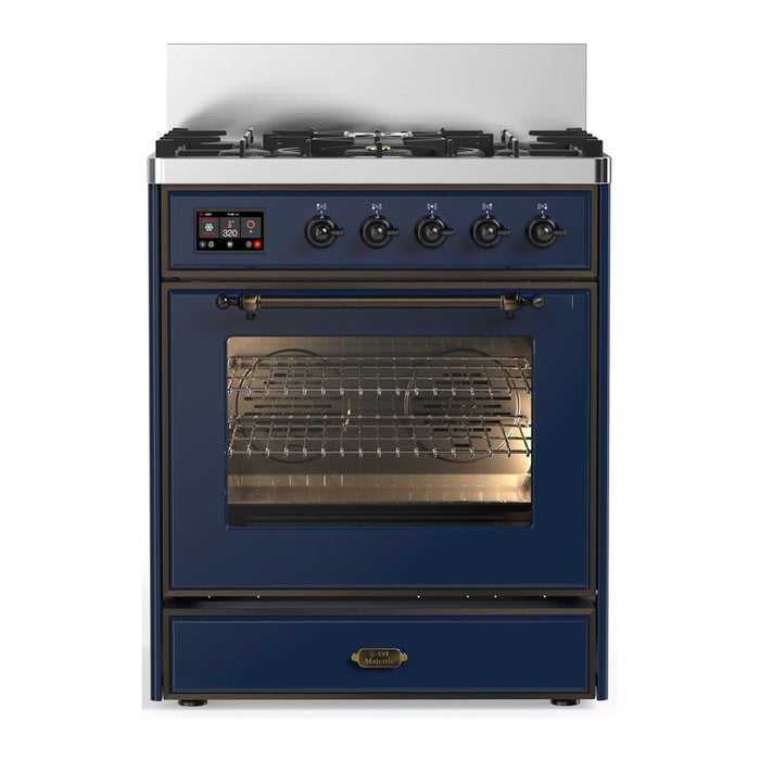 ILVE Majestic III 30"Dual Fuel Range Blue Burnished Trim UM30NR3MBB