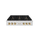 ZLINE 36" Paramount Gas Rangetop DuraSnow® Stainless Steel Polished Gold SRTSZ-36-G