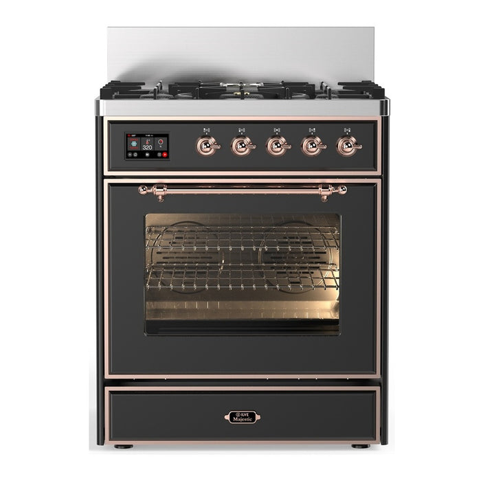 ILVE Majestic III 30" Dual Fuel Range Matte Graphite Copper Trim UM30NR3MGP