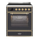 ILVE 30"Majestic II Induction Range, Matte Graphite Brass Trim UMI30NE3MGG