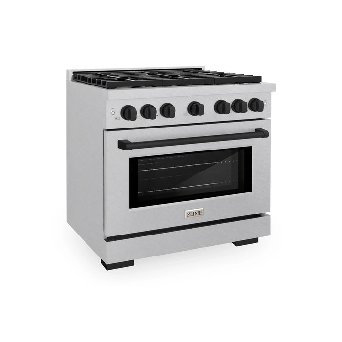 ZLINE 36"Paramount Dual Fuel Range DuraSnow® Matte Black SDRSZ-36-MB