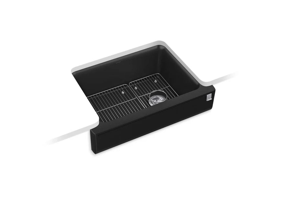 KOHLER Cairn 29-3/4" undermount single-bowl farmhouse kitchen sink, short apron K-25785
