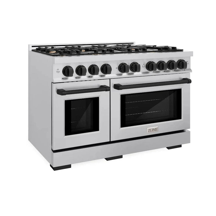 ZLINE 48" Select Dual Fuel Range Gas Cooktop Electric Convection Oven Stainless Steel Matte Black HDRZ-48-MB