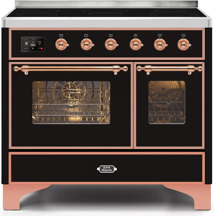 ILVE 40"Majestic II Induction Range Glossy Black Copper Trim UMDI10NS3BKP