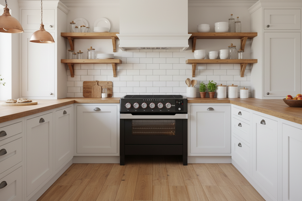 ILVE 36"Panoramagic Freestanding Induction Range Glossy Black UPMI09S3MK