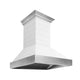 ZLINE Wooden Wall Mount Range Hood Rustic Shiplap Bright White Finish, Stainless Steel Accents 365WW-36