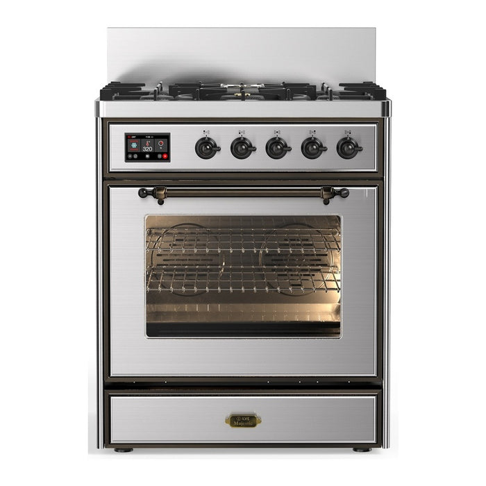 ILVE Majestic III 30" Dual Fuel Range Stainless Steel Burnished Trim UM30NR3SSB