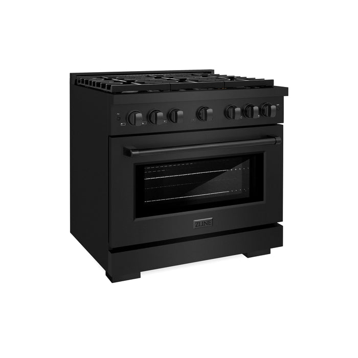 ZLINE 36"Paramount Dual Fuel Range Black Stainless Steel, Brass Burners SDRB-BR-36