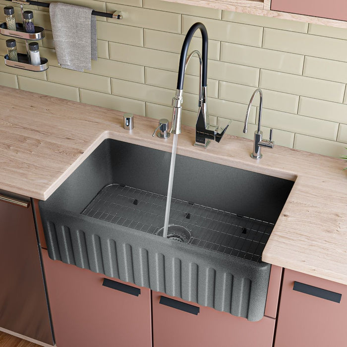 ALFI brand 33" Fireclay Farmouse Kitchen Sink In Concrete Color ABCO3320SB