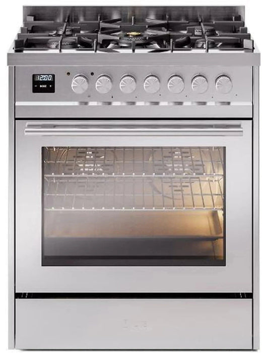 ILVE 30"Professional Plus Dual Fuel Range, Stainless Steel UP30WMPSS