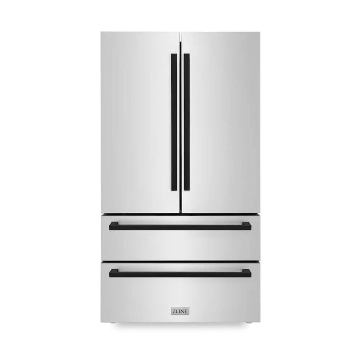 ZLINE Autograph Edition 36" Counter-Depth French Door Refrigerator,  Ice Maker, Fingerprint-Resistant Stainless Steel RFMZ-36-FMB