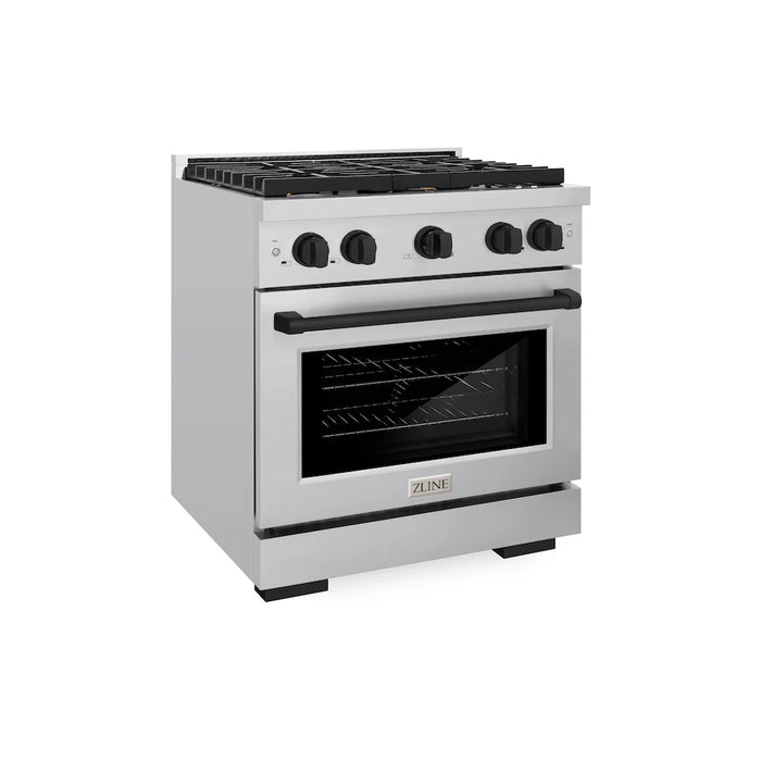 ZLINE 30"Paramount Dual Fuel Range Stainless Steel Matte Black SDRZ-30-MB