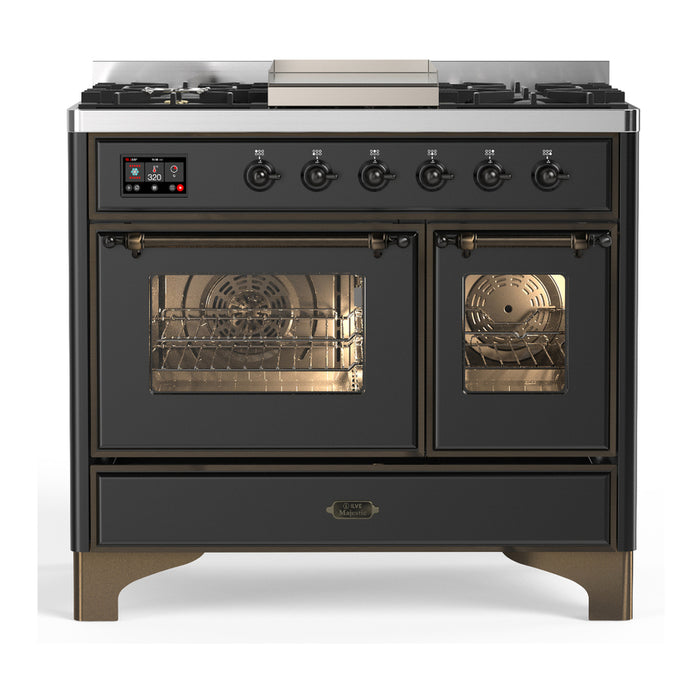 ILVE Majestic III 40" Dual Fuel, Range, Matte Graphite, Burnished Trim UMD40FNR3MGB