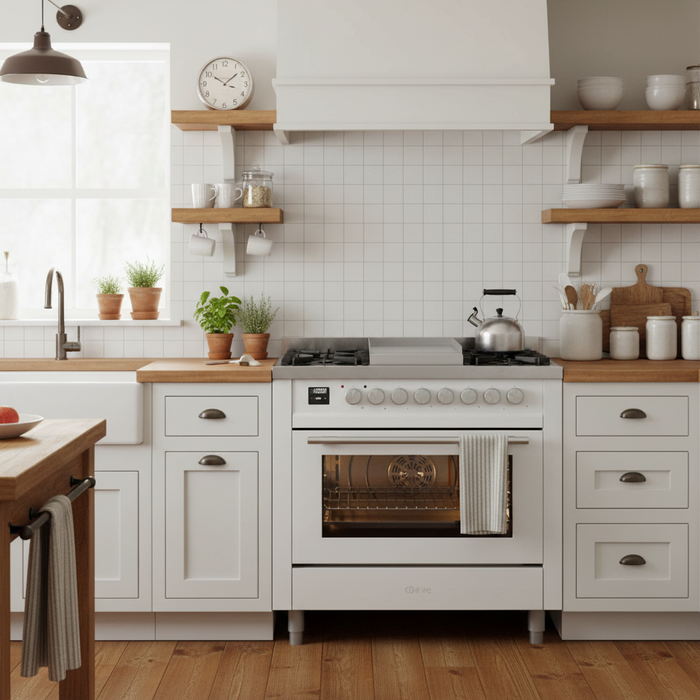 ILVE 36"Professional Plus Dual Fuel Range, White UP36FWMPWH